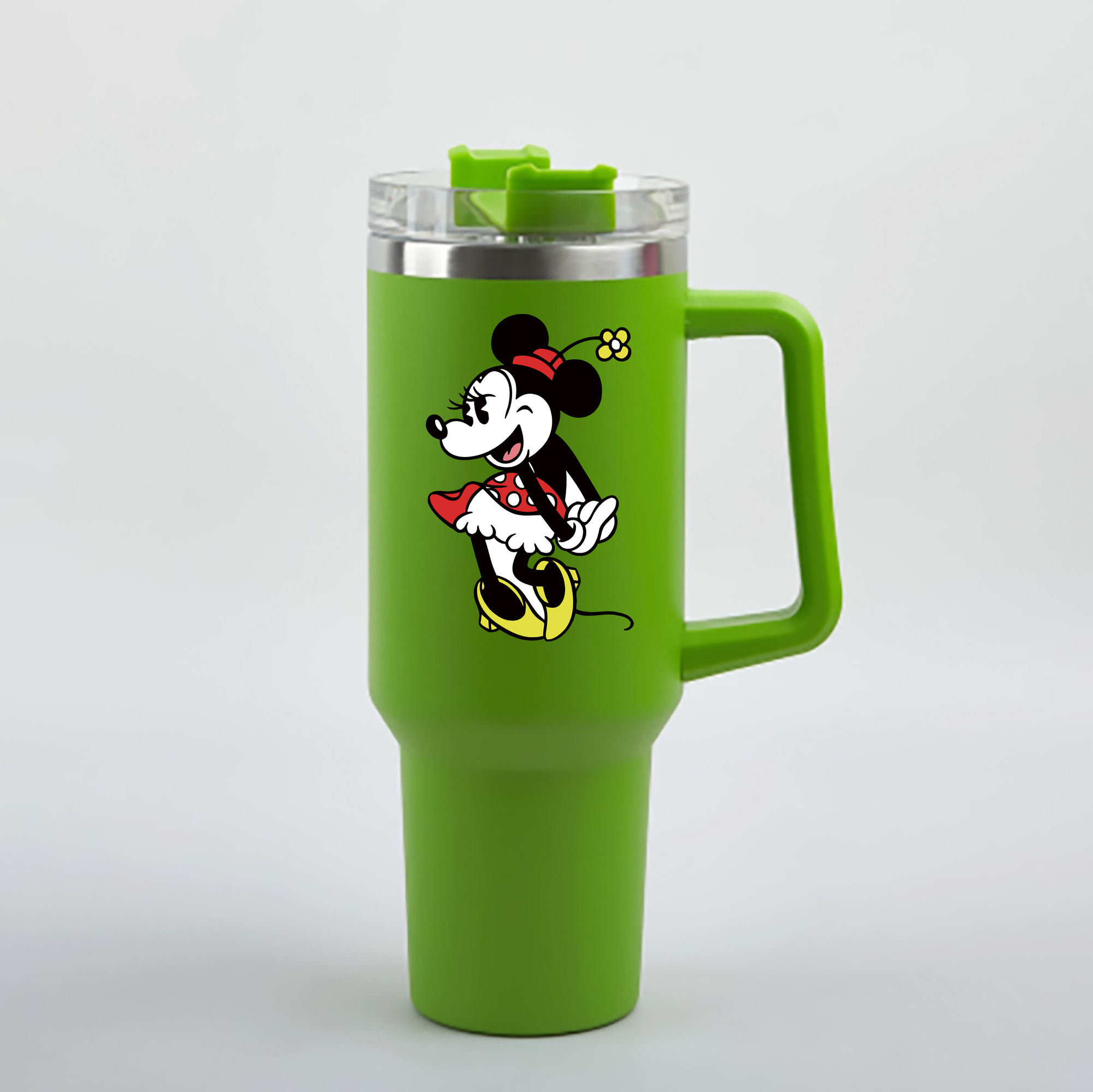 （画像用） ミッキーマウス Mickey Mouse 1200mL車用タンブラー - クリスタルステッカー（プラスチックストロー付き）